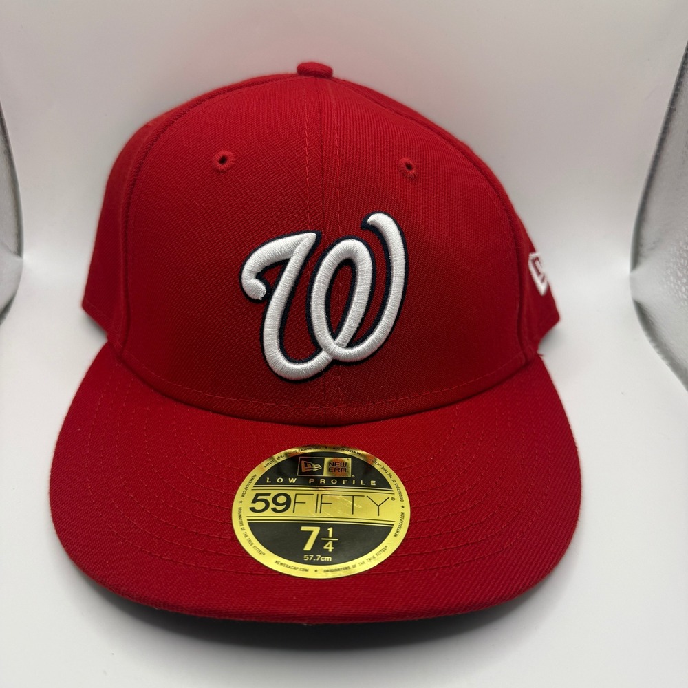 New Era 59FIFTY Low Profile Washington Nationals Hat Red Fitted 7 1/4 MLB Cap